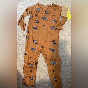 Kyte BABY Tan Moose Print Kids Footie